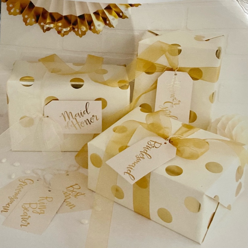 Brand New 24 Piece Paperlove Wedding Gold Foil Double Sided Gift Bag Tags
